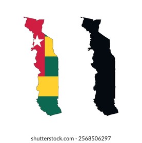 Togo Map vector icon. Map of Togo in Flag colors.