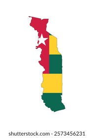 Togo Map vector icon. Map of Togo in Flag colors.