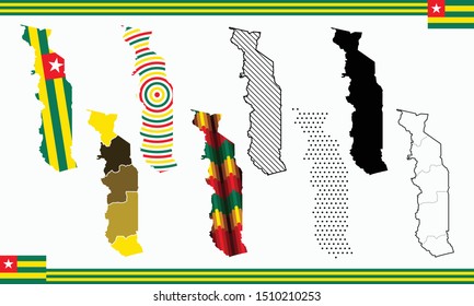 Togo Map Vector Set Country