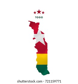 Togo map with waving flag. Vector illustration.