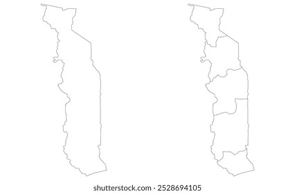 Mapa de Togo. Mapa de Togo en conjunto blanco