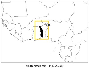 Togo map yellow frame geography national