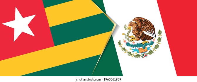 Togo and Mexico flags, two vector flags symbol of relationship or confrontation.