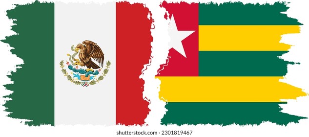 Togo and Mexico grunge flags connection, vector