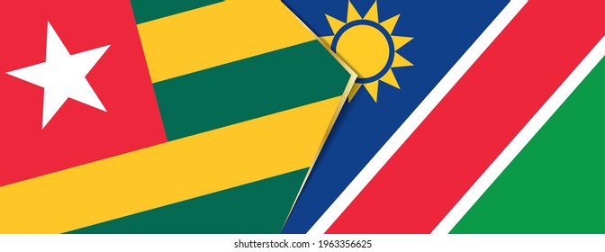 Togo and Namibia flags, two vector flags symbol of relationship or confrontation.