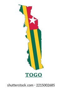 Togo National Flag Map Design, Illustration Of Togo Country Flag Inside The Map