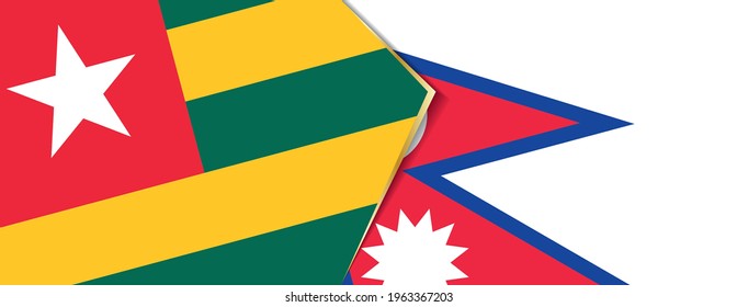 Banderas de Togo y Nepal, dos banderas vectoriales símbolo de relación o enfrentamiento.