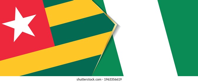 Togo and Nigeria flags, two vector flags symbol of relationship or confrontation.