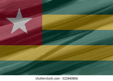 Togo painted / drawn vector flag. Dramatic, unusual look. Vector file contains flag and texture layers