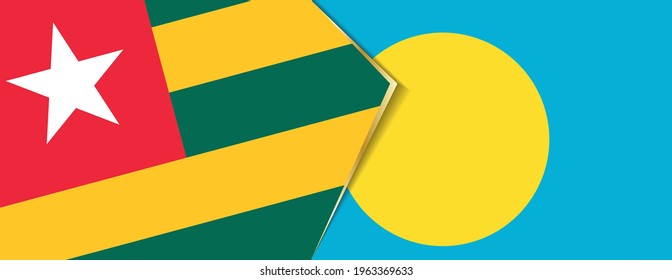 Togo and Palau flags, two vector flags symbol of relationship or confrontation.