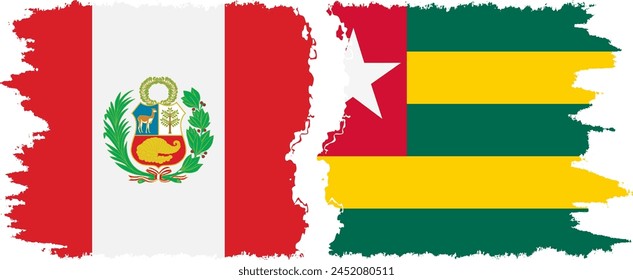 Togo and Peru grunge flags connection, vector
