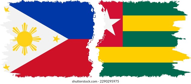 Togo and Philippines grunge flags connection, vector