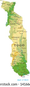 Togo physical map in vector format