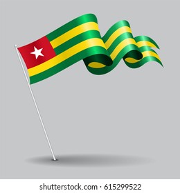 Togo pin icon wavy flag. Vector illustration.