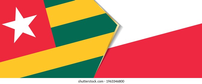 Banderas de Togo y Polonia, dos banderas vectoriales símbolo de relación o enfrentamiento.