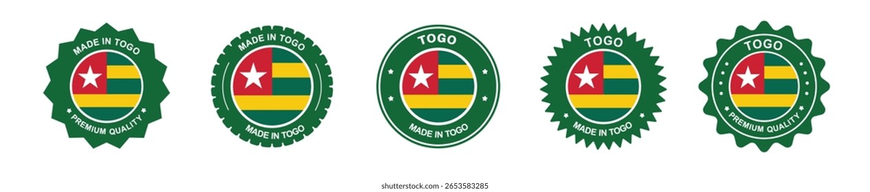togo product label set. togo flag, premium made in togo. Labels, seals, stamps, flags, icons