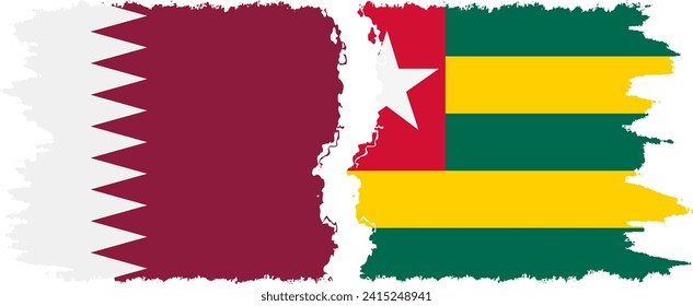 Togo and Qatar grunge flags connection, vector