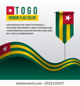 Bandera de la cinta de Togo con bandera y decoración del banderín