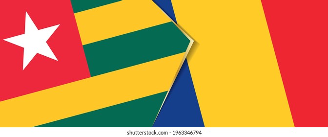 Togo and Romania flags, two vector flags symbol of relationship or confrontation.