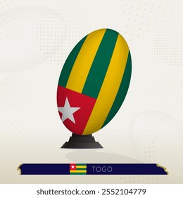 Togo Rugby Ball on Rugby Kicking Tees with Modern Design. Illustration perfect for sports, national pride, and rugby-related projects.