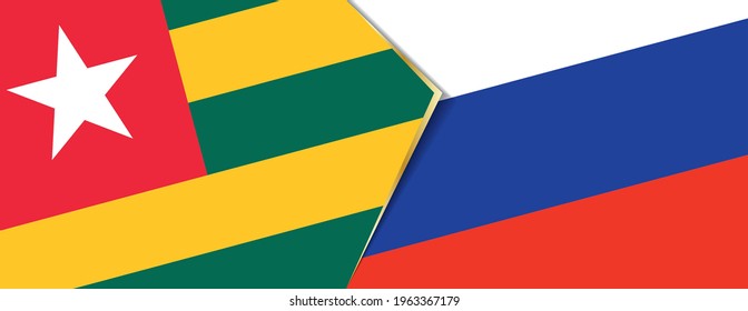 Togo and Russia flags, two vector flags symbol of relationship or confrontation.