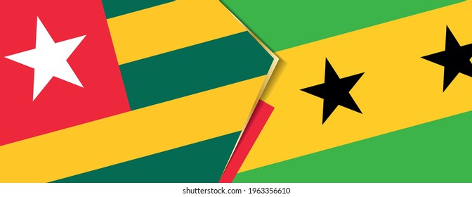 Togo and Sao Tome and Principe flags, two vector flags symbol of relationship or confrontation.
