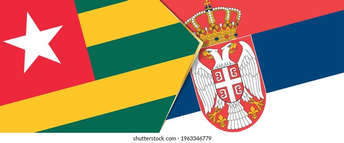 Togo and Serbia flags, two vector flags symbol of relationship or confrontation.