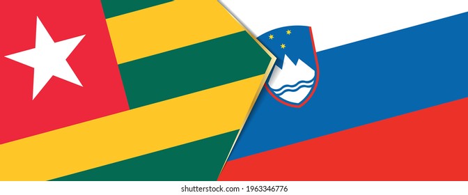 Togo and Slovenia flags, two vector flags symbol of relationship or confrontation.