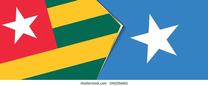 Togo and Somalia flags, two vector flags symbol of relationship or confrontation.