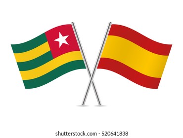 Togo and Spain flags. Vector illustration.