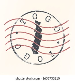Togo Stamp Map Postal Design. A Silhouette Seal Passport Round Design. Old Vector Icon Retro Design Travel.
