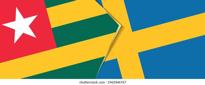 Togo and Sweden flags, two vector flags symbol of relationship or confrontation.