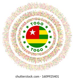 Togo symbol. Radiant country flag with colorful rays. Shiny sunburst with Togo flag. Awesome vector illustration.