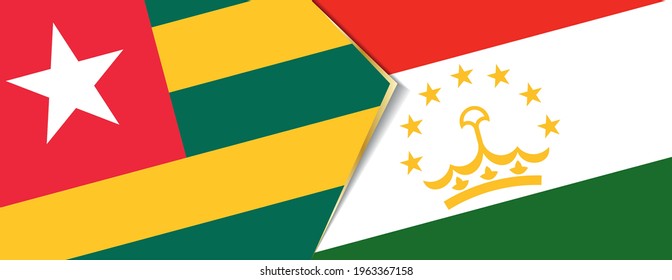 Togo and Tajikistan flags, two vector flags symbol of relationship or confrontation.