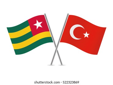 Togo and Turkey flags. Vector illustration.