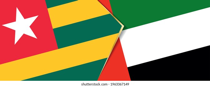 Banderas del Togo y los Emiratos Árabes Unidos, dos banderas vectoriales símbolo de relación o enfrentamiento.