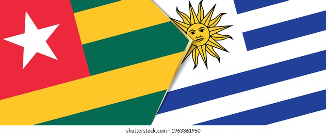 Togo and Uruguay flags, two vector flags symbol of relationship or confrontation.