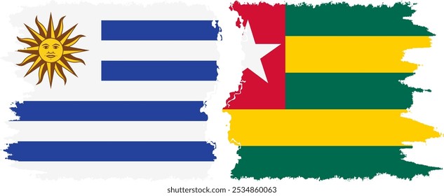 Conexión de banderas grunge de Togo y Uruguay, Vector