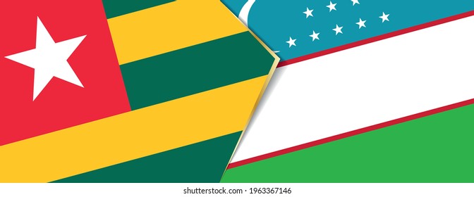 Togo and Uzbekistan flags, two vector flags symbol of relationship or confrontation.