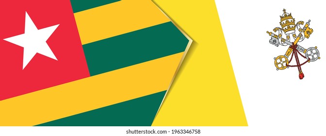 Togo and Vatican City flags, two vector flags symbol of relationship or confrontation.