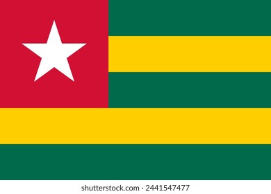 Togo vector flag in official colors and 3:2 aspect ratio.