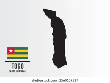 Togo vector map with flag next to it. Togo map with national flag isolated on white background. Vector illustration.