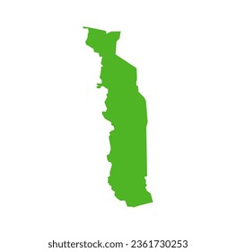 Mapa vectorial de Togo en color verde.