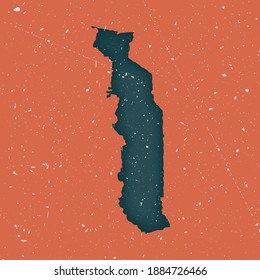 Togo vintage map. Grunge map of the country with distressed texture. Togo poster. Vector illustration.