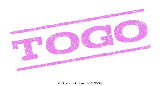 Togo watermark stamp. Text caption between parallel lines with grunge design style. Rubber seal stamp with dirty texture. Vector violet color ink imprint on a white background.