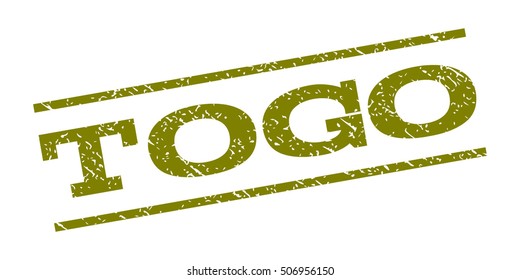 Togo watermark stamp. Text caption between parallel lines with grunge design style. Rubber seal stamp with dirty texture. Vector olive color ink imprint on a white background.