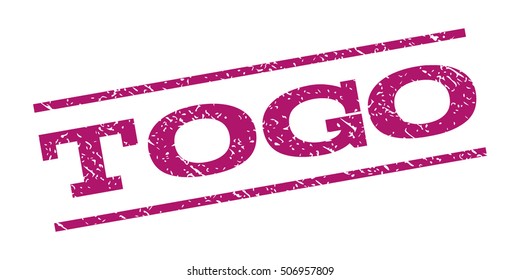Togo watermark stamp. Text caption between parallel lines with grunge design style. Rubber seal stamp with dust texture. Vector purple color ink imprint on a white background.