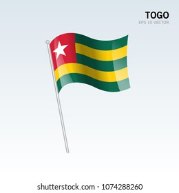 Togo waving flag isolated on gray background