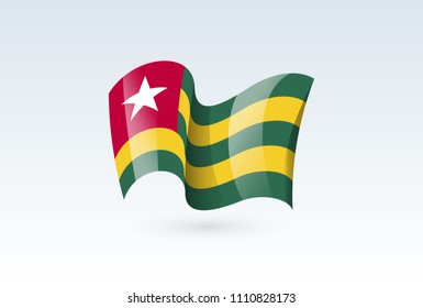 Togo waving flag vector icon, national symbol. Flag of Togo, fluttered in the wind - vector illustration isolated on white background.