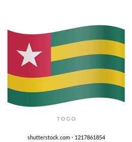 Togo waving flag vector icon. National symbol of Togo. Vector illustration isolated on white.